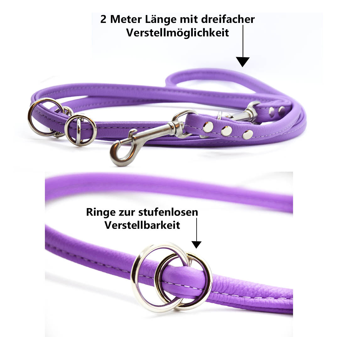 ROUND BASIC Rundlederleine | rundgenähte Hundeleine aus Nappaleder