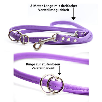 ROUND BASIC Rundlederleine | rundgenähte Hundeleine aus Nappaleder