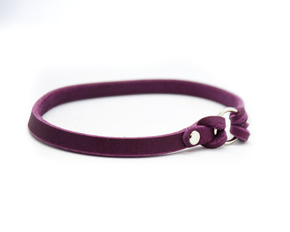 Detailaufnahme von robustem Fettleder mit Flechtung – hochwertiges, maßgefertigtes Hundehalsband.