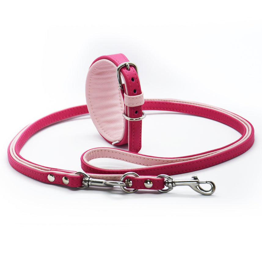 Premium BICOLOR Windhund Set aus Leder • Halsband & Leine handgemacht