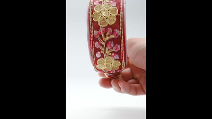 SARI Halsband・Windhund・Edles Lederhalsband mit roter indischer Borte