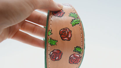 Halsband ROSES • Handgefertigtes, bemaltes Windhundhalsband aus Geschirrleder