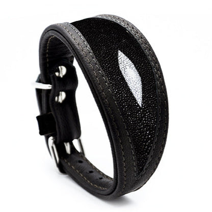 ROCHENLEDER Halsband・Rautenschliff・Exklusives Windhundhalsband aus Rochenleder