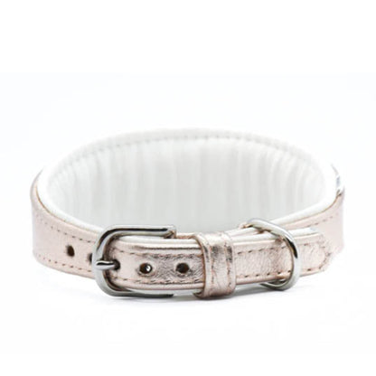 ROSÈ・Exklusives Metallic Ziegenleder Hundehalsband