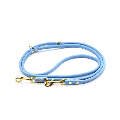 SARI Lightblue Set – Edles Windhund-Halsband mit passender Lederleine & Leckerlibeutel