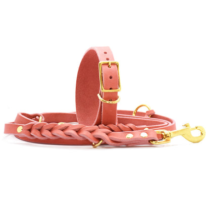 Set FETTLEDER • Breites Windhundhalsband und geflochtene Leine