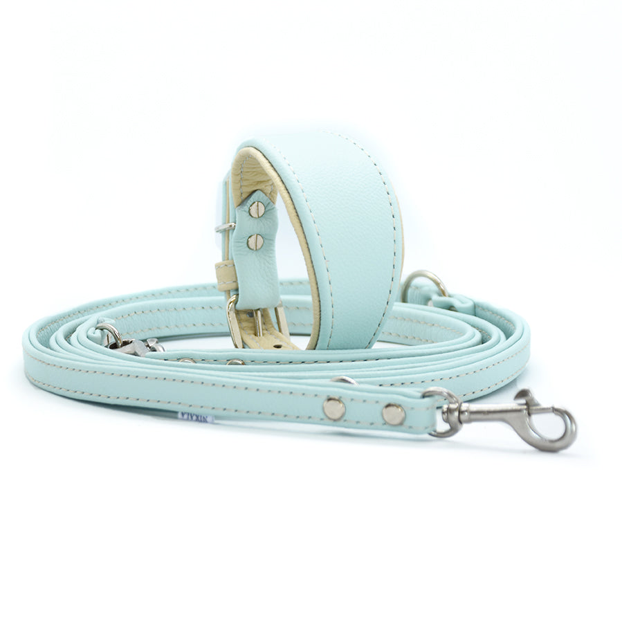 Premium BICOLOR Windhund Set aus Leder • Halsband & Leine handgemacht