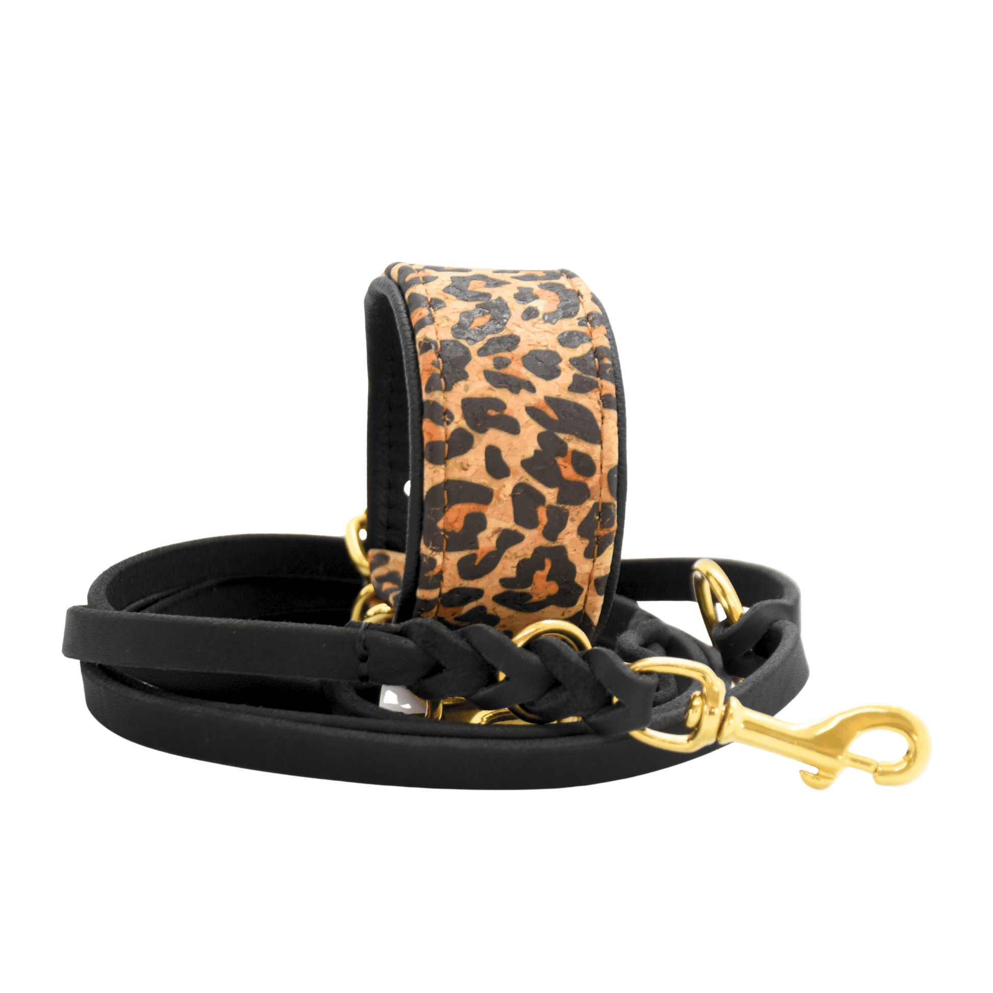 GOLDEN LEO Windhundhalsband aus Korkleder mit Leomuster