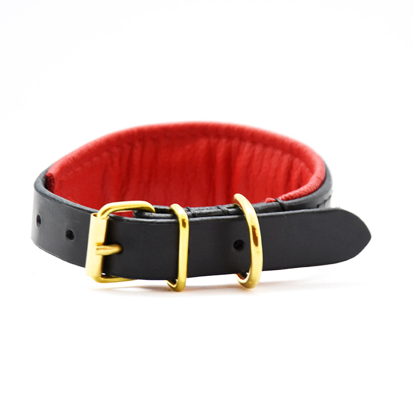 Handgefertigtes Windhundhalsband aus Leder mit Nappaleder Innenfutter