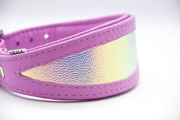 Elegantes Windhundhalsband AURORA in Flieder mit Glanz-Effekt