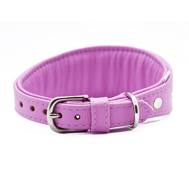 Breites gepolstertes Lederhalsband mit schimmerndem Kunstleder-Inlay