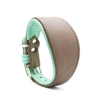 Nachhaltiges Lederhalsband für Greyhounds und Whippets-taupe