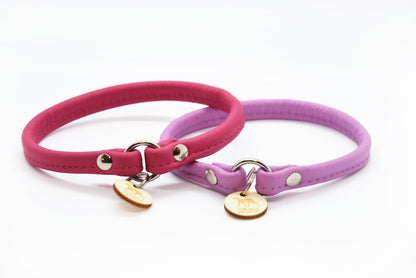 Schlichtes Bio-Nappaleder Markenhalsband für Windhund, über den Kopf streifbar