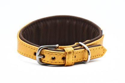 GOLD・Exklusives Metallic Ziegenleder Halsband