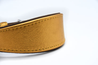 GOLD・Exklusives Metallic Ziegenleder Halsband
