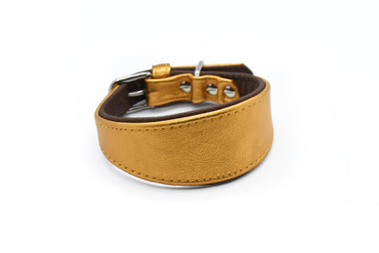 GOLD・Exklusives Metallic Ziegenleder Halsband