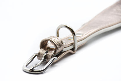 ROSÈ・Exklusives Metallic Ziegenleder Hundehalsband