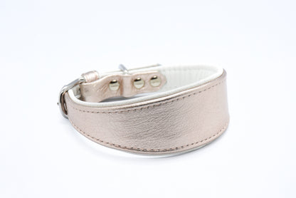 ROSÈ・Exklusives Metallic Ziegenleder Hundehalsband