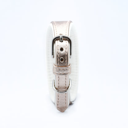 ROSÈ・Exklusives Metallic Ziegenleder Hundehalsband