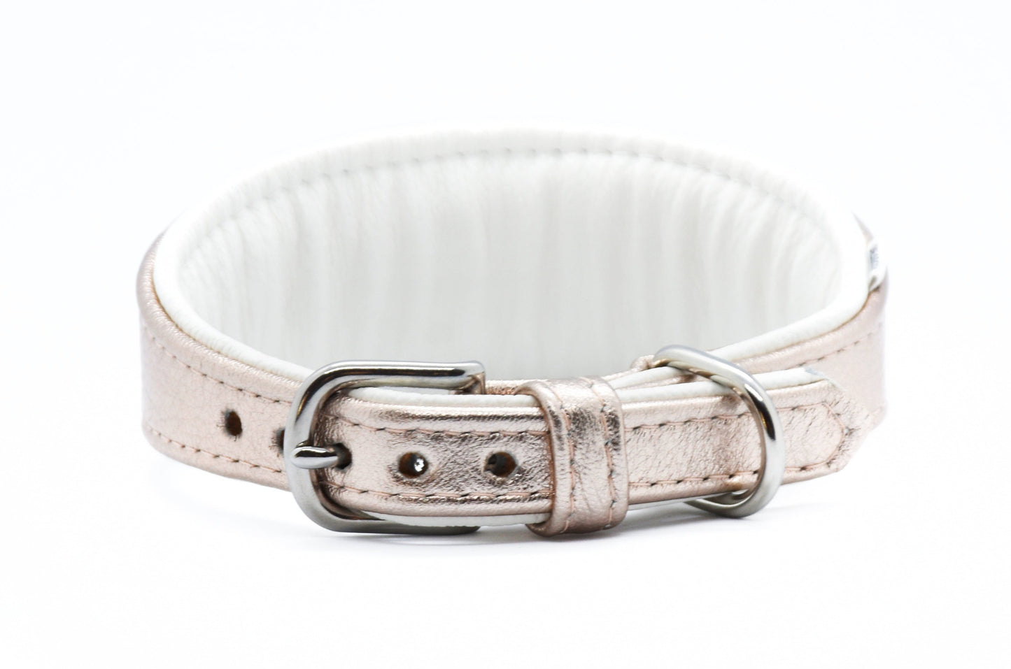 ROSÈ・Exklusives Metallic Ziegenleder Hundehalsband