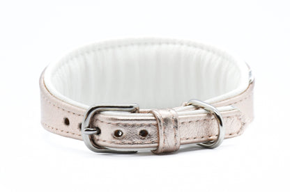 ROSÈ・Exklusives Metallic Ziegenleder Hundehalsband