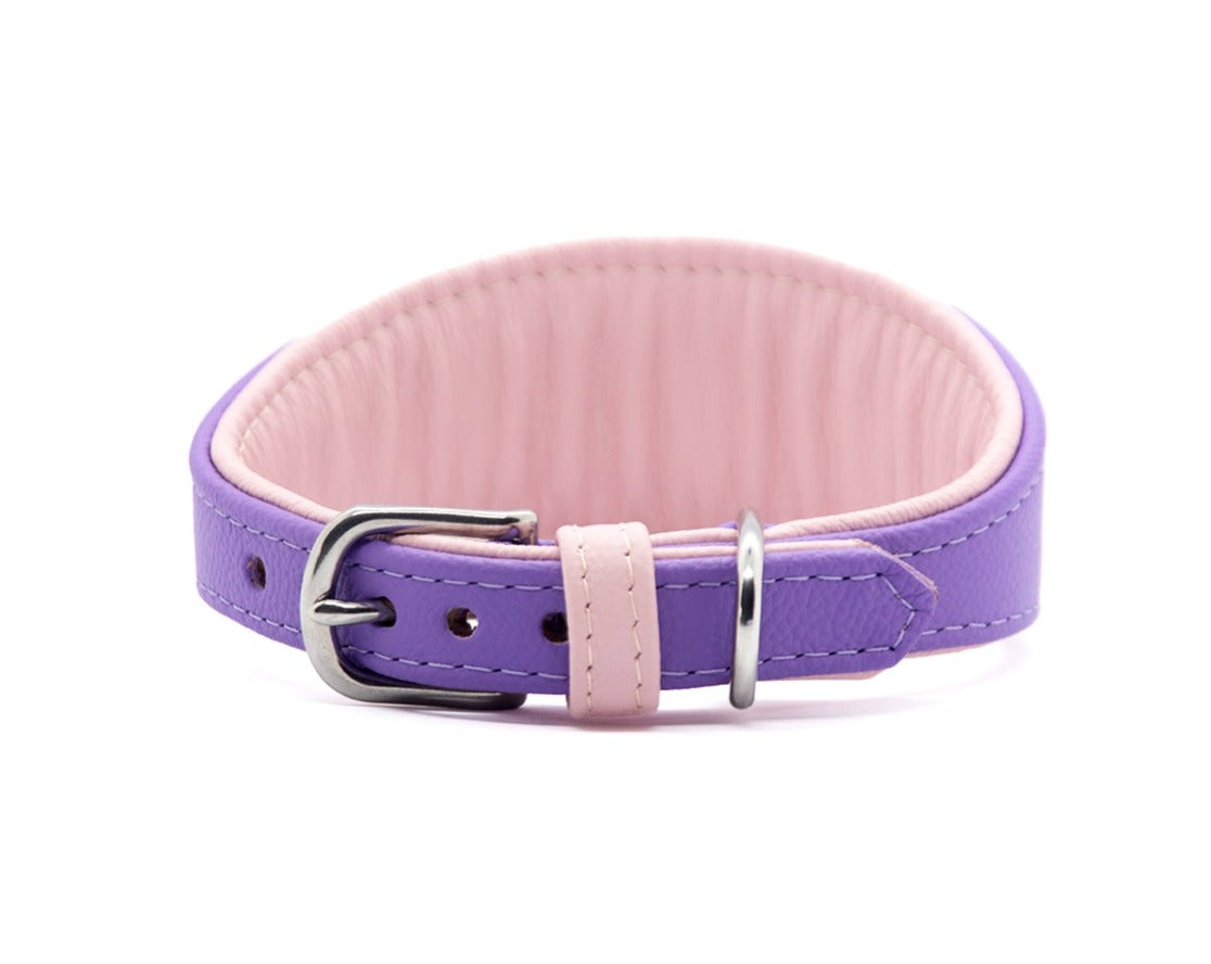 SAKURA Windhundhalsband aus Leder ❀ Gepolstertes Halsband mit Filzblüten