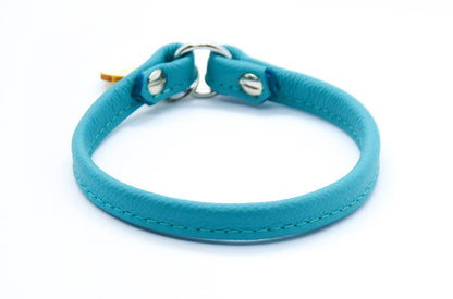 Nahaufnahme einfaches Markenhalsband aus Nappaleder für Windhund